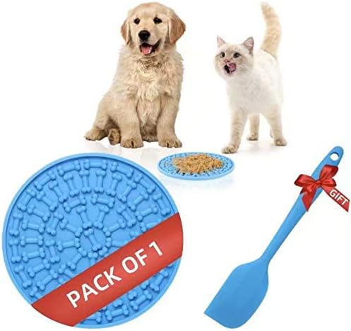 Dog Lick Mats, Large Size 7.9 inch Slow Feeding Peanut Butter Treat Pads – Pet Distraction & Training Device for Dog Bath & Grooming –…
