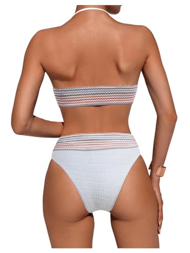 Bikini triangle dos nu Floerns imprimé rayé pour un style unique - 2