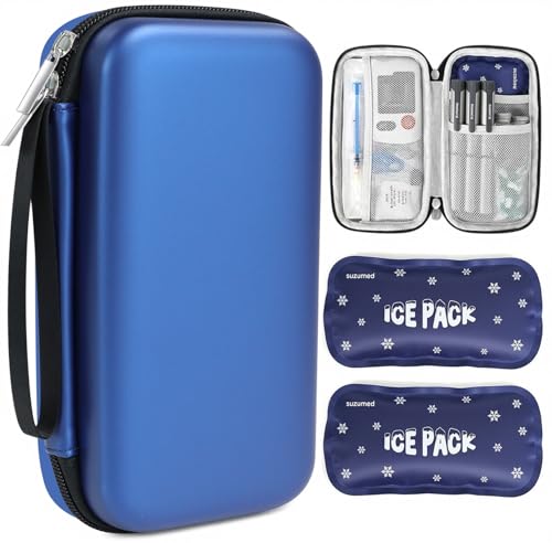 Insulin Cooler Travel Case,EVA Insulation Travel Medicine Kit with 2 Ice Packs for Diabetes Care,Insulin Pen and Other D - Detailed View