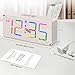 DreamSky Wooden Digital Clock for Bedroom Desk - RGB Loud Alarm Clock for Heavy Sleepers with Volume Control, Large Numbers with Dimmer for Living Room Office, Wood Decor (Plug in Clock)