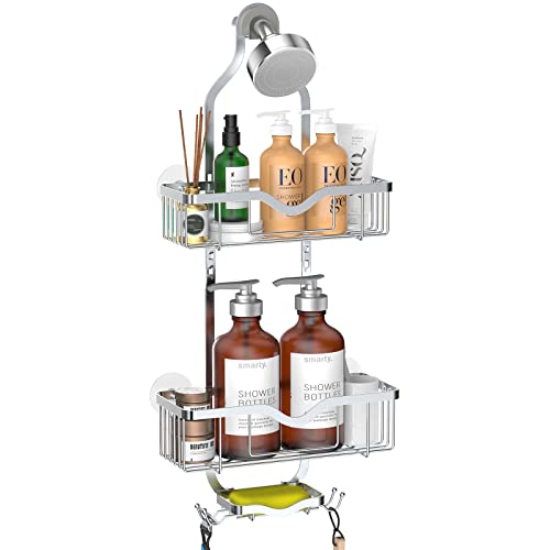 Kerisgo Hanging Shower Caddy, Over Head Shower Caddy Shower Organizer Rack With Soap Dish, Adjustable Shower Storage Basket For Shampoo, Conditioner, Razors, Soap, Shower Sponge（Silver） #TOP7
