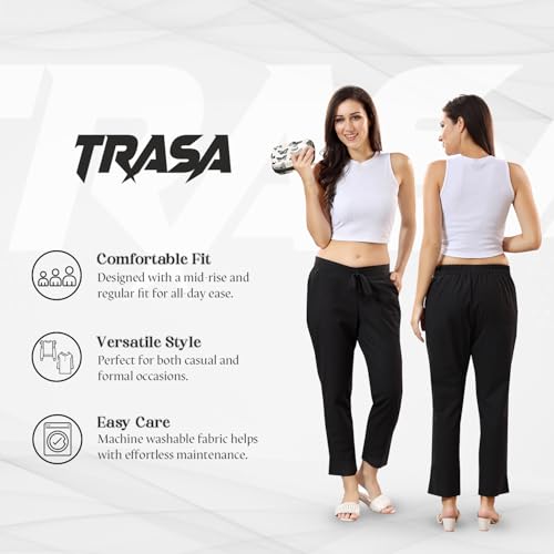 Image of TRASA Ultra Soft Cotton Regular and Plus 8 Colour Cotton Pants for Womens and Girls - Available Sizes : M,L,XL,2XL,3XL,4XL,5XL