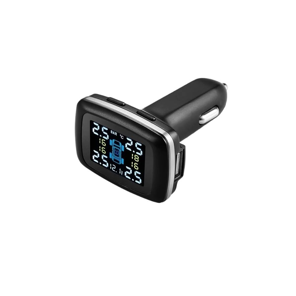 Tpms Monitor della Pressione dei Pneumatici Accendisigari Pressione Display Digitale Auto 4 sensori Temperatura Allarme Strumento(Built-in)