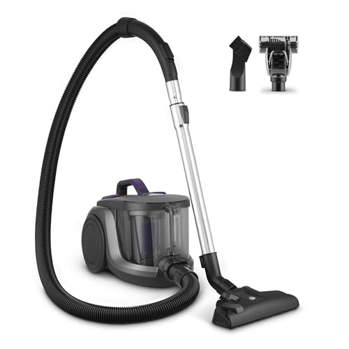 Swan Dustmaster Bagless Cylinder Vacuum Cleaner with HEPA H12 Filter Motorised 2-in-1 Brush for Carpets & Hard Floors Retractable 6m Power Cord Crevice Tool & Brush Purple and Titanium SC15840