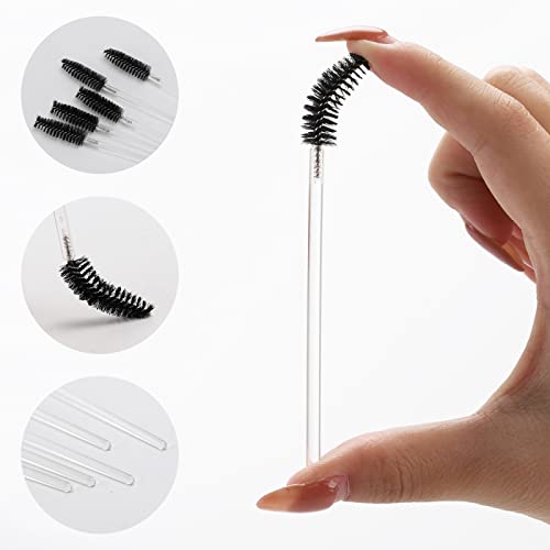 100 Pcs Disposable Mascara Wands, Crystal Eyebrow Spoolies Brush For Eyelash Extensions, Makeup Applicators Kits Eyelash Brush With Container (Black) #TOP2