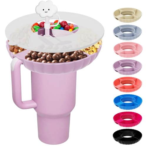 Incolumitas Stanley Snack Tray, Food Grade Silicone Snack Bowl for Stanley Cup 40 oz Accessories with Straws Cover, Snack Bowl (40 oz)