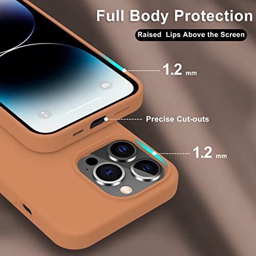 Image of Elzzi Microfiber Candy Case Compatible for iPhone 14 PRO MAX, Shockproof Slim Back Cover Liquid Silicone Case (Brown)