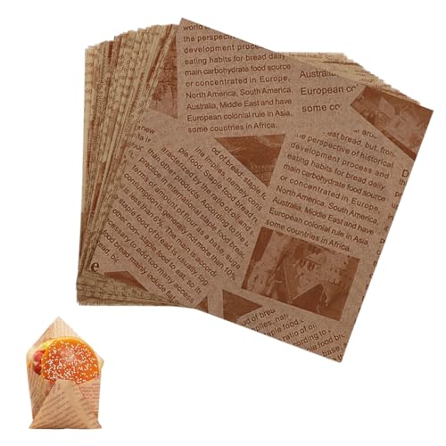 YIPFEN Pack of 50 food packaging paper,papier sulfurisé,food newspaper,sandwich wrapper,paper...