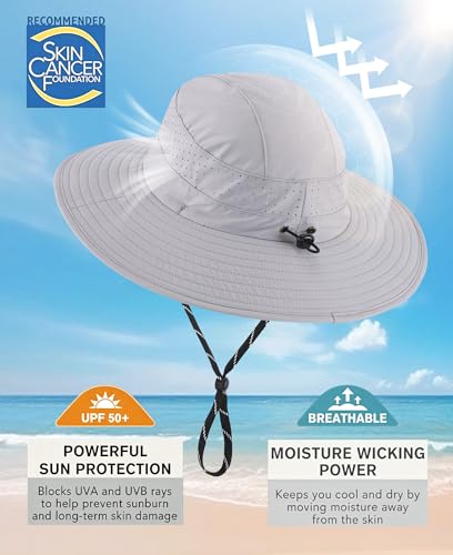 Image of Connectyle UPF 50+ Wide Brim Sun Hat for Men Women UV Protection Bucket Hats Outdoor Breathable Safari Hat for Fishing Hiking