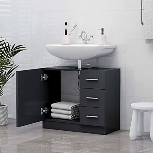 Tidyard-Armario-para-Lavabo-con-1-Compartimento-y-3-Cajones-Almacenamiento-Armario-Mobiliario-de-Bano-Aseo-Lavadero-Muebles-Robusto-Duradera-Aglomerado-63x30x54-cm-Gris