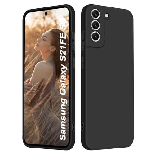 ISOI - Funda para Samsung Galaxy S21 FE 5G, Carcasa Silicona líquida Suave, Protección de Cuerpo Completo Ultra Delgada a Prueba de Golpes - Negro