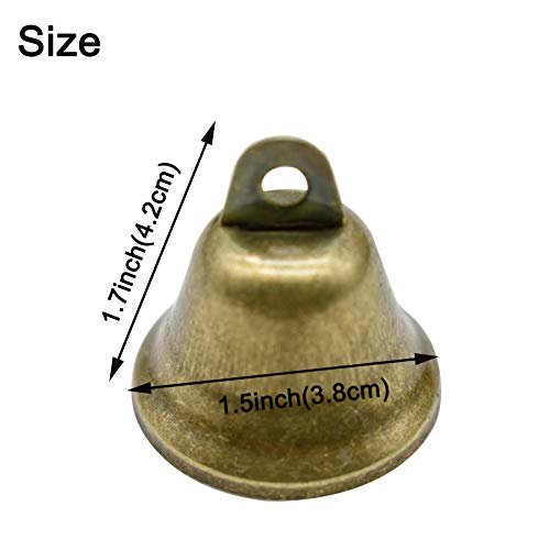 image for Maydahui 20PCS Bronze Jingle Bells Vintage Brass Color Mini (1.7 X 1.5