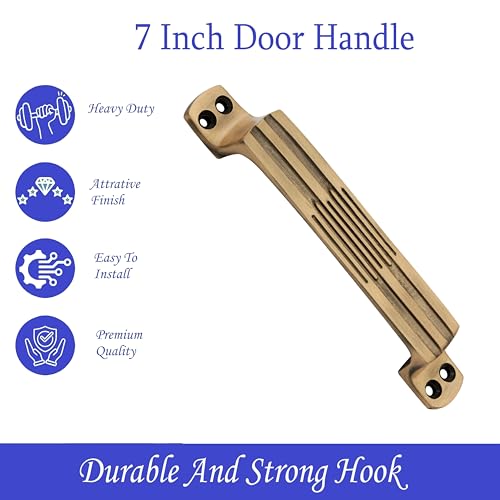Image of GHAR DWAR Door Handle for Main Door /Door Handle /Zinc Alloy (7 Inch) Antique Finish Door Handles for Home and Office (Pack of 1 Pair)