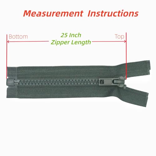 Image of YaHoGa 2PCS #5 25 inch Separating Jacket Zippers for Sewing Coats Jacket Zipper Replacement Plastic Zippers Bulk (25 inch Olive Green)