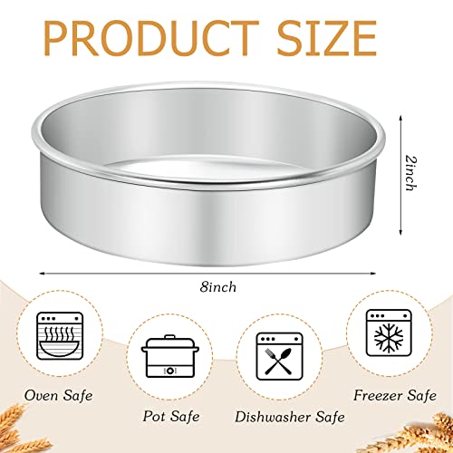 Nuenen Cake Pans Set Of 10, 8" X 2" Aluminum Round Cake Pan, Leakproof And Easy Release, Non-Stick Baking Pans For Oven Baking, Home Cake Mold, Daily Uses, Mother's Day Cake Gift #TOP2