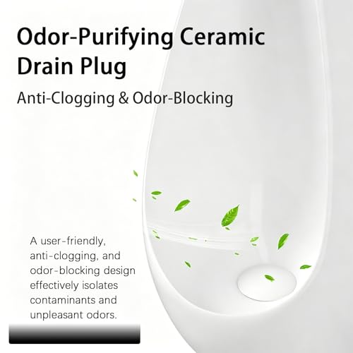 Urinal de cerámica para montaje en pared para hombres con sensor de descarga, diseño delgado, fácil de limpiar para baños, baños públicos, espacios comerciales, escuelas y hospitales (presión manual, 67 cm / 26,3 pulgadas) miniatura 4