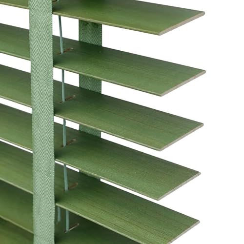 Persianas Venecianas De Madera Maciza Natural, Persianas Horizontales 25 30 55 70 85 100 125 130cm Personalizado Cortinas con Lamas 50mm para Ventanas/Puertas(Green)