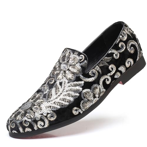 Image of Venshine Mens Dress Loafers Slip On Shoes Glitter Wedding Party Prom Shoes