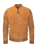 Kurze und sportliche Herren Velours Lederjacke Leder Blouson Rauleder Jacke - Coronel (Cognac, 3XL)