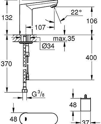 GROHE 36330001 Faucet Installation Dimensions