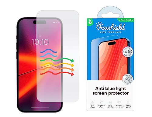 Image of Ocushield Anti Blue Light Tempered Glass Screen Protector for iPhone 14 Pro Max 6.7 inch - Protect Your Eyes Reduce Migraines & Improve Sleep