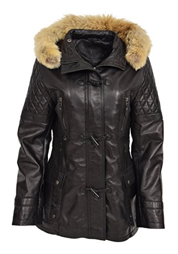 Veste en cuir ajustée contre le vent avec une capuche amovible noire