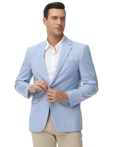 TURETRENDY Men's Casual Blazer Jacket One Button Sport Coat Lightweight Slim Fit Suit3
