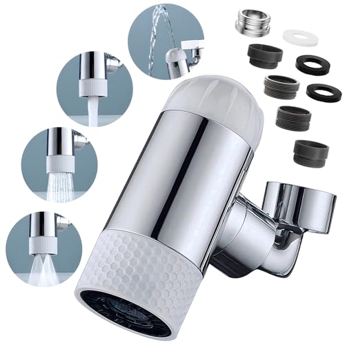 Wasserhahn Aufsatz Schwenkbar, 720° Drehbar 4 Modi Multifunktionaler Strahlregler, Wasserhahn Perlatoren mit 4 Sprühfunktion, Wassersparer für wasserhahn Brause Küche Bad