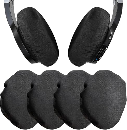 Cubiertas para orejeras de auriculares, funda elástica de tela flexible y lavable, 2 pares, tamaño grande miniatura 4