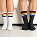 Fourluoo 6 Pairs Striped Socks Adult Crew Cotton Rainbow Stripe Athletic Casual Socks for Women and Men Multicolored Unisex Matching