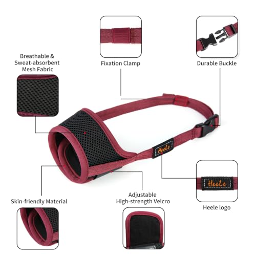 Image of HEELE Dog Muzzle for Large Dog,Adjustable Loop with Soft Air Mesh Nylon