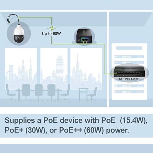 Image of TRENDnet Gigabit PoE++ Injector, TPE-117GI, NDAA Compliant, Supplies 15.4W, 30W, and 60W, Network a Device Up to 100m(328 ft), Supports IEEE 802.3af,802.at, Plug & Play, Black