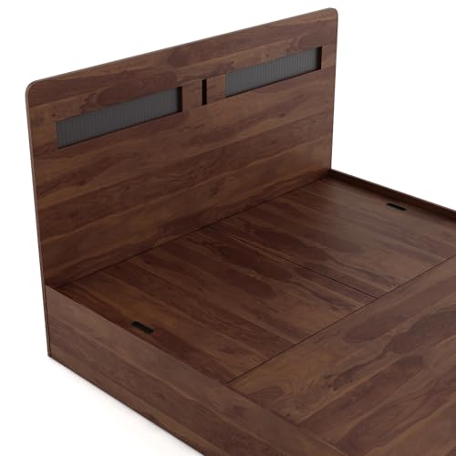 Image of Spacewood Dornik Bed |Queen Size (78 X 60) Engineered Wood Bed with 3 /4th Hydrulic Lifton Storage | 3 Year Warranty | Modern Design |Engineered Wood | Sheesham