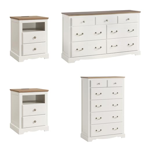 AMERLIFE Farmhouse 4 Pieces Bedroom Sets Includes 7 Drawers Dresser, 6 Dressers Organizer, Two...