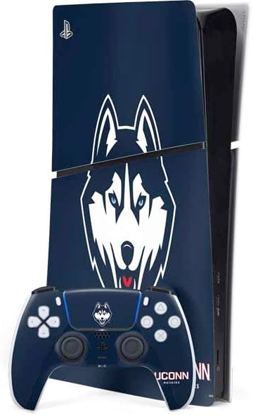 Skinit Decal Gaming Skin Compatible with PS5 Slim Digital Edition Bundle - Officially Licensed University of Connecticut Huskies UConn Design