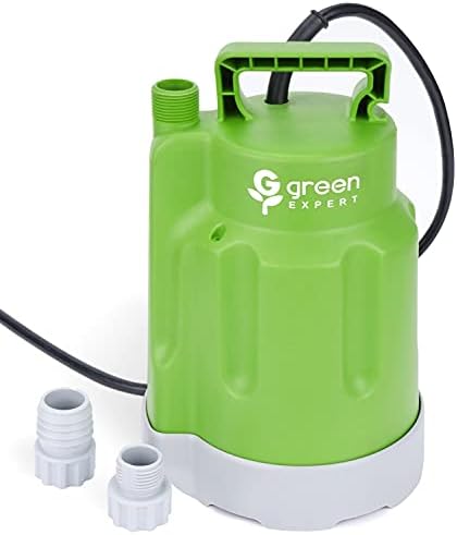 Green Expert 1/4HP Submersible Utility Pump High Flow 1800GPH for Quickly Water Removal Household DIY Drainage Pump Suit to Garden Hoses 25ft Long Cord Easy Installation 203618