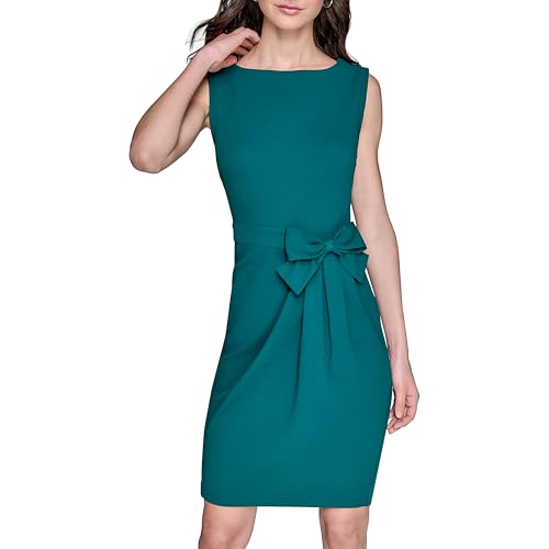 Image of Karl Lagerfeld Women's Lined Arm Trim Scuba Crepe Sheath Dress