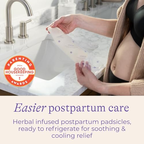 Image of Lansinoh Postpartum Cooling Pads, Perineal Ice Packs, 12 Count, Witch Hazel Pads for Postpartum Care, Padsicles with Aloe Vera