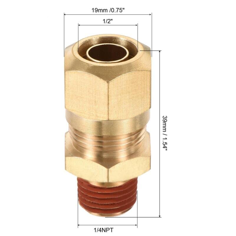 Tool parts Brass Compression Tube Fitting 1/4NPT x 1/2