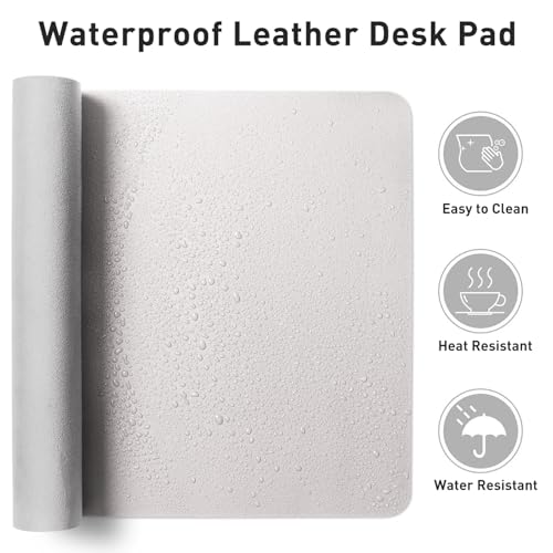 Image of Aothia Large PU Leather Desk Pad Protector - Non-Slip Mouse Pad & Writing Mat for Office /Home, Waterproof, Easy to Clean (23.6 inch x 13.7 inch, Pale Lavender White)