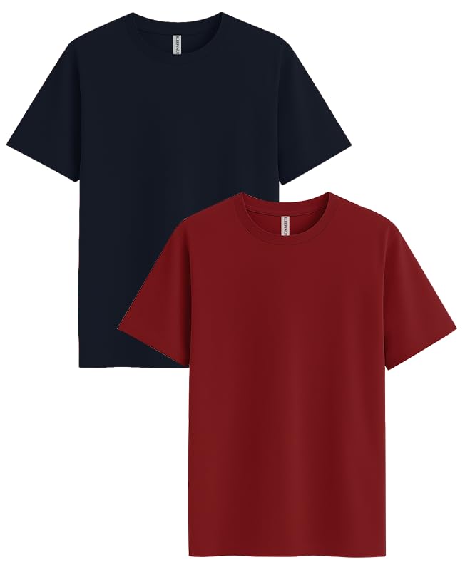 Image of Sleepynuts Women's S to 3XL Premium Half Sleeve Round Neck Plain Combed Cotton Tshirt Pack of 3 Loose Fit T-Shirts Combo