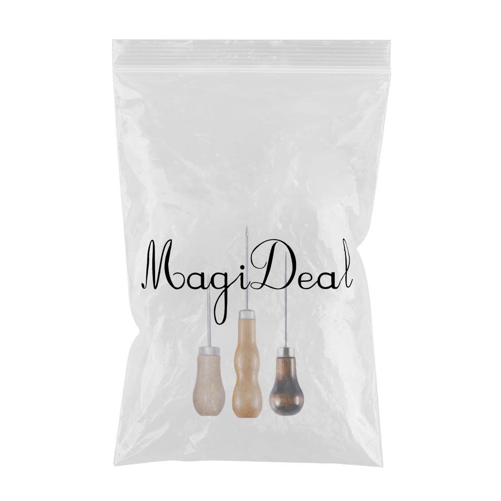 MYADDICTION 3pcs Wooden Handle Awl Leather Craft Stitching Awl DIY Sewing Leather Tool Crafts | Leathercrafts | Leathercraft Tools | Other Leather Tools