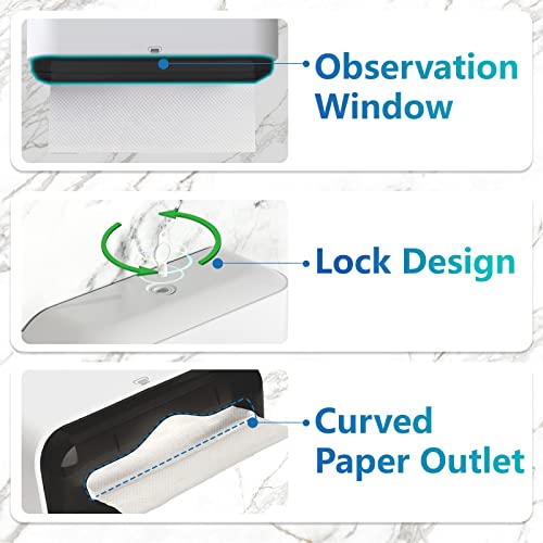modunful Paper Towel Dispenser Wall Mounted Papierhandtuchspender Ohne Bohren zur Wandmontage, Handtuchspender für Z/V-Falz M Gefaltet Papierhandtücher Papierhandtuchhalter für Bad Weiß