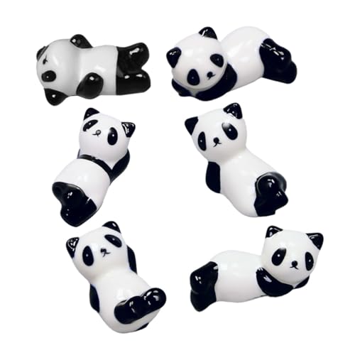 TOYMYTOY 6個 陶磁器製の熊猫デザイン箸置き カトラリー用フォーク スプーンレスト兼用 安定感あるシンプルスタンドで食卓を清潔に保食器用