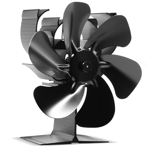 Shenyini Ventilateur Poele à Bois 6 Pales avec Thermomètre, Ventilateur de Cheminée Alimenté Par...