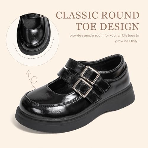 Toddler Girls Dress Shoes School Uniform Mary Jane Flats Little Kids Oxfords Comfortable Slip on Platform Flats for Wedding Party School4