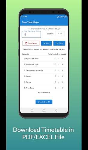 TimeTable-Maker: Make Multiple Classes Time tables at once!!! For colleges/schools/students
