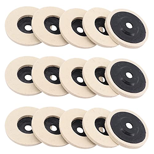 Yuhtech Disque de Polissage, 15 Pcs 4 Pouce 100mm Laine Disque de Polissage pour Meuleuse d'angle