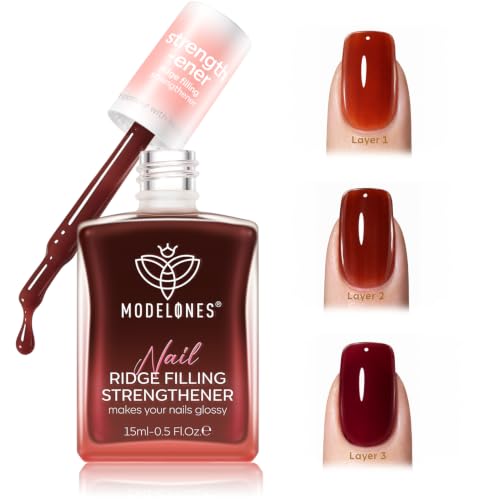 modelones Nail Strengthener Nail Hardener Amber Red Brown Nail Polish