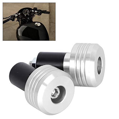 Tapones Manillar de Moto, 2 Piezas Extremos de Agarre del Manillar de Motocicleta Extremos del Agarre del Manillar Tapones Tapón de Aluminio Accesorios del Deslizador de Moto (Plata)